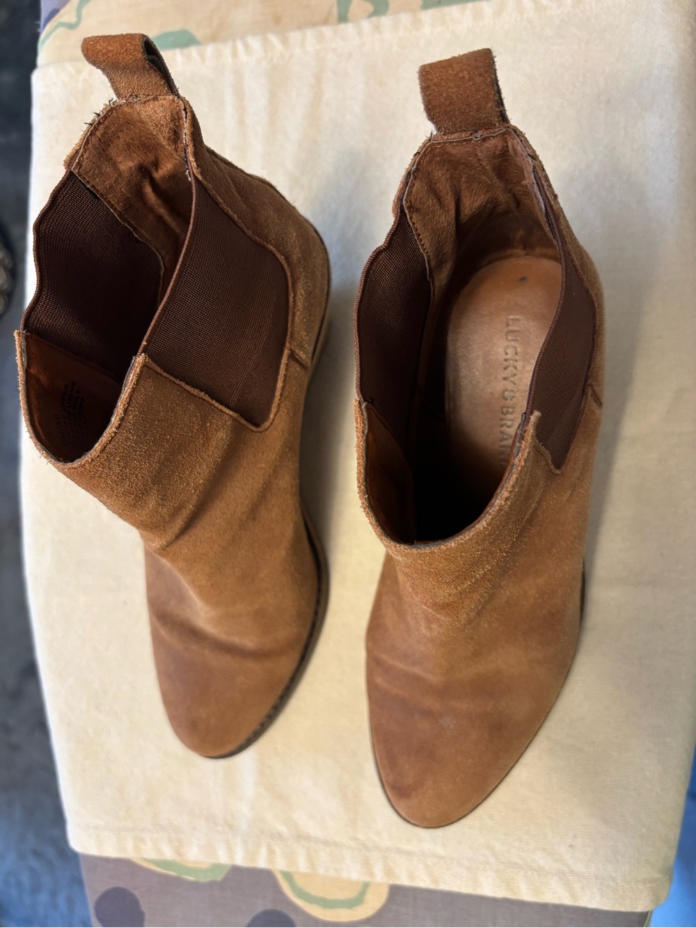 Lucky Brand Suede Chelsea Ankle Boot in Chestnut
